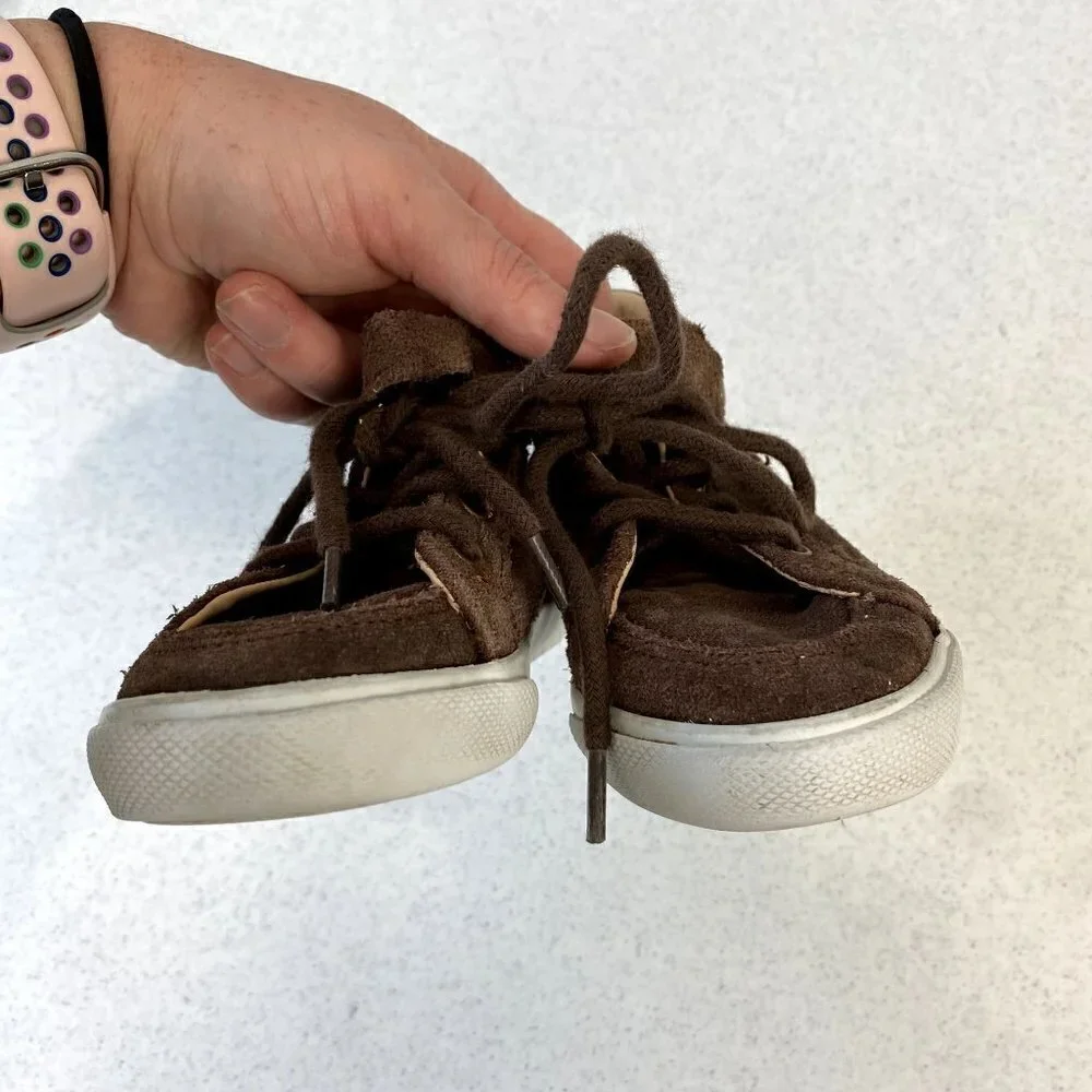 Janie and Jack Leather High Top Sneaker Brown 8